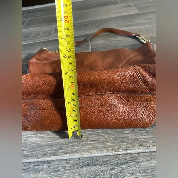 Brahmin Shoulder Purse Handbag Pebble Magnet Top Cognac Brown + Chain Strap - Picture 4 of 14